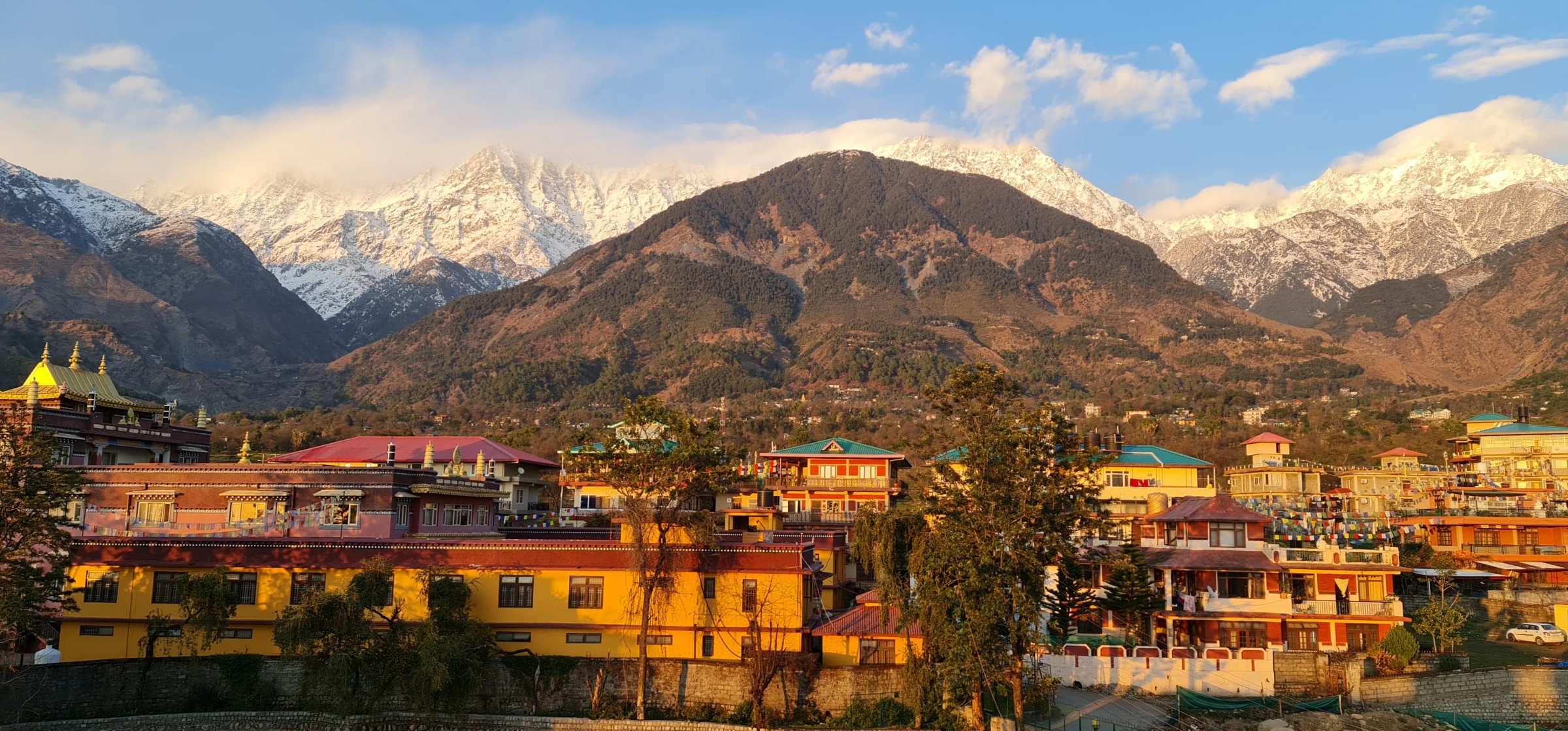 The snow-capped Dhauladhar range above the town of Dharamshala