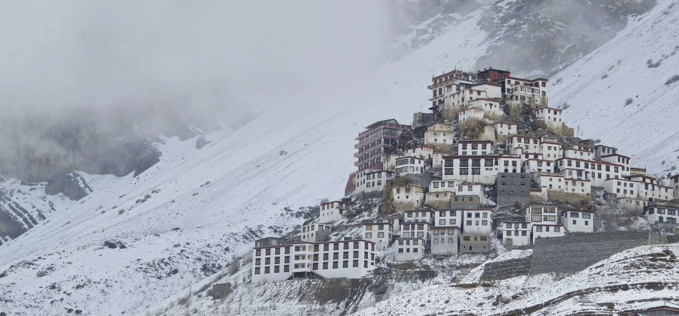 Key Monastery in snow, near Hotel Spiti Villa